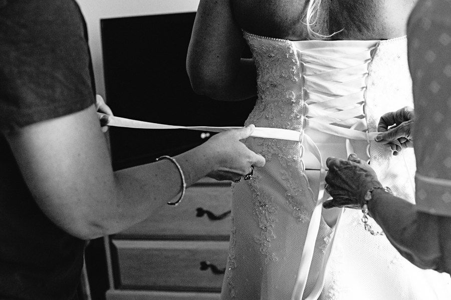 Bride dressing