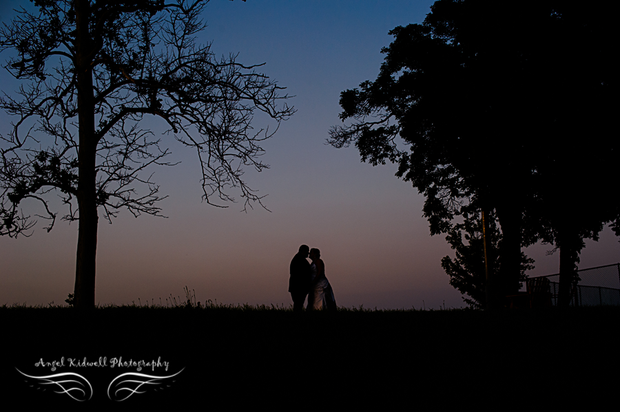 bride and groom silhouette at Maryland yacht club