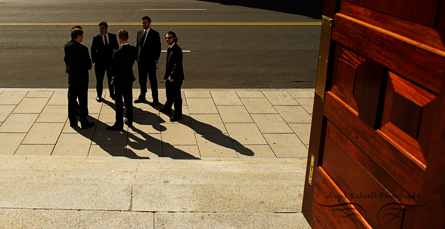 groom and groomsmen hanging out before the wedding in a washington dc