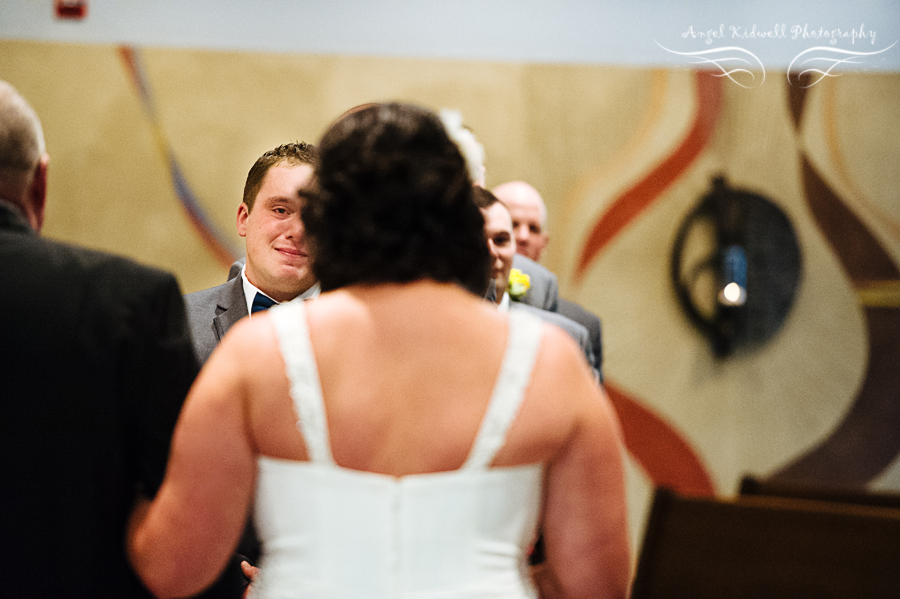 emotional groom watching his bride come down the aisle in baltimore maryland