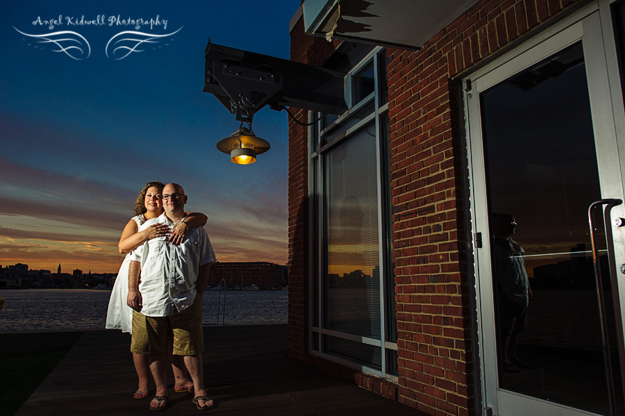 Evening Baltimore engagement photography 