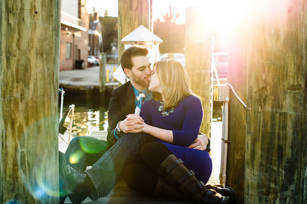 engagement photo at docks in downtown annapolis