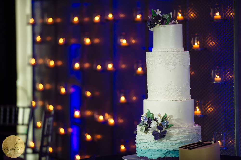 large wedding cake at the Sunset Room National Harbor wedding