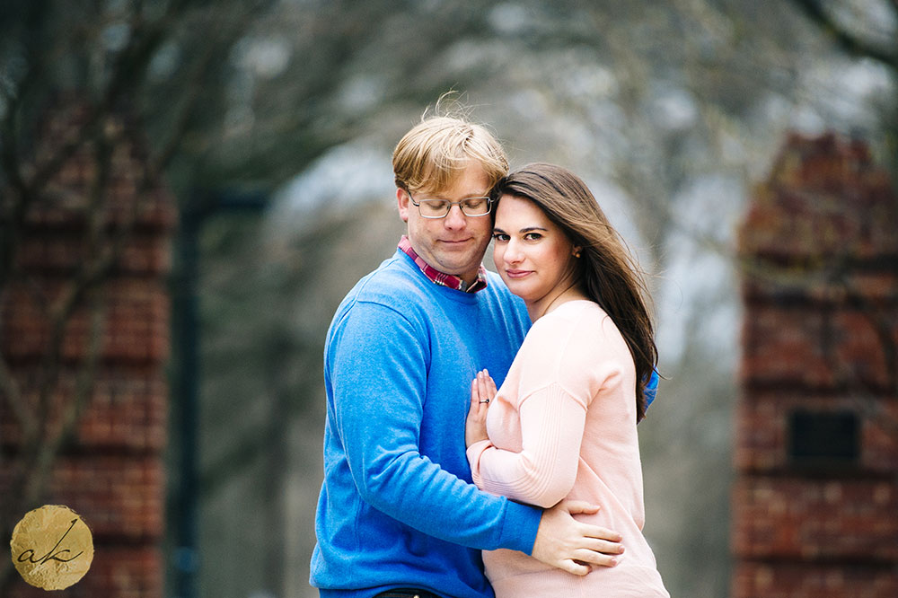 university of md engagement photography couple stands face to face