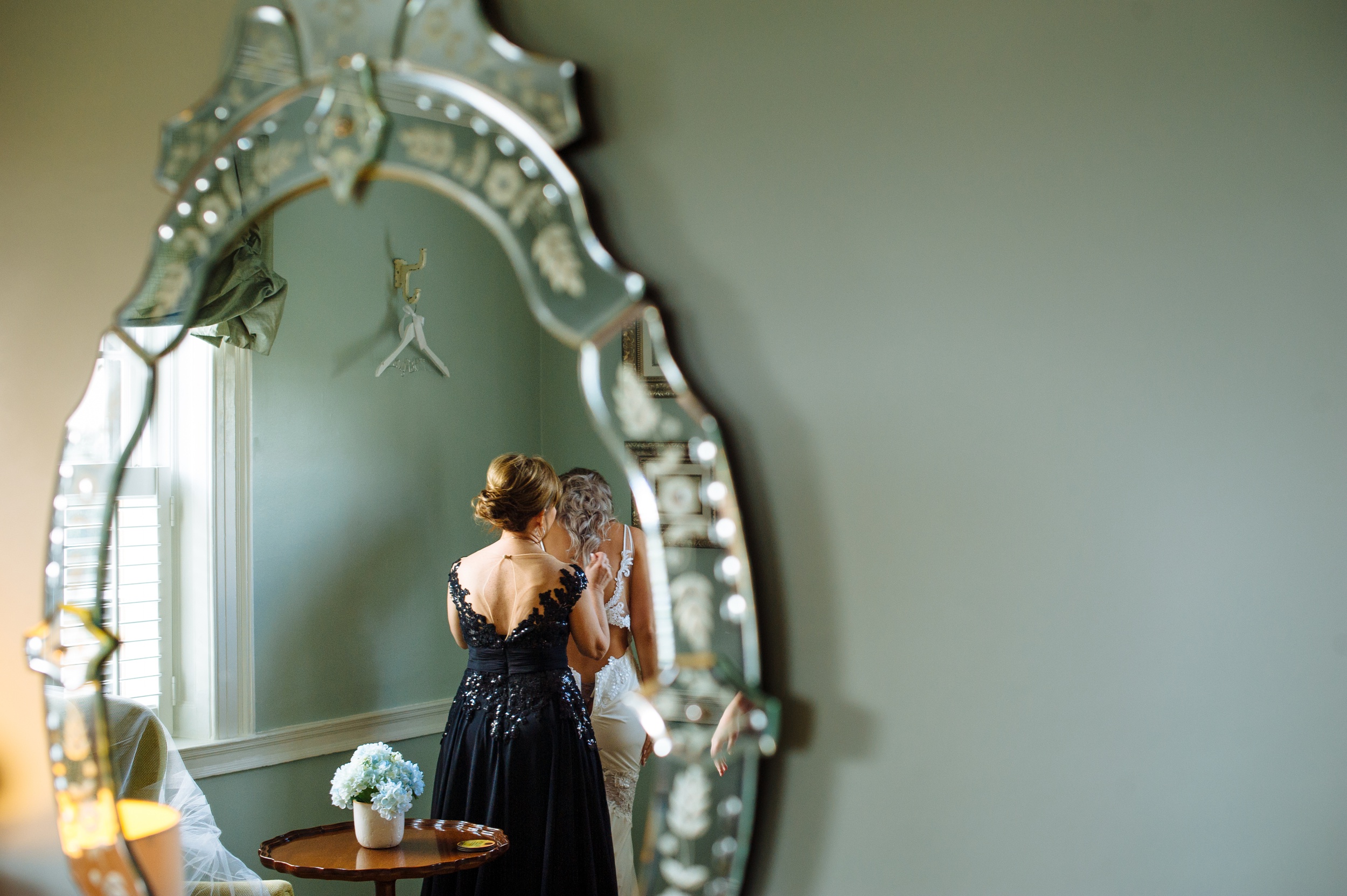 bride getting ready belmont manor wedding