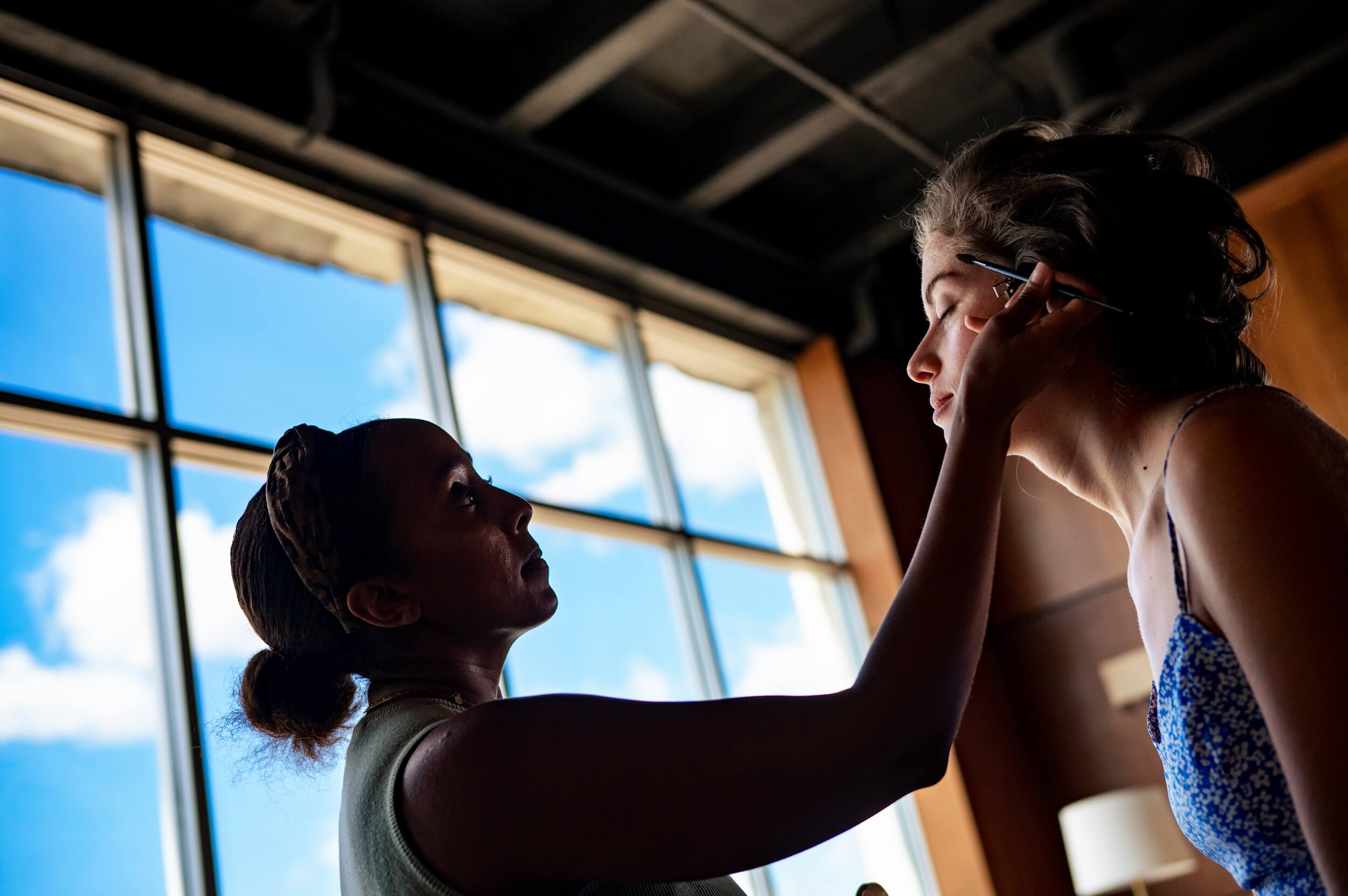 bride getting ready at washington dc winery wedding venue