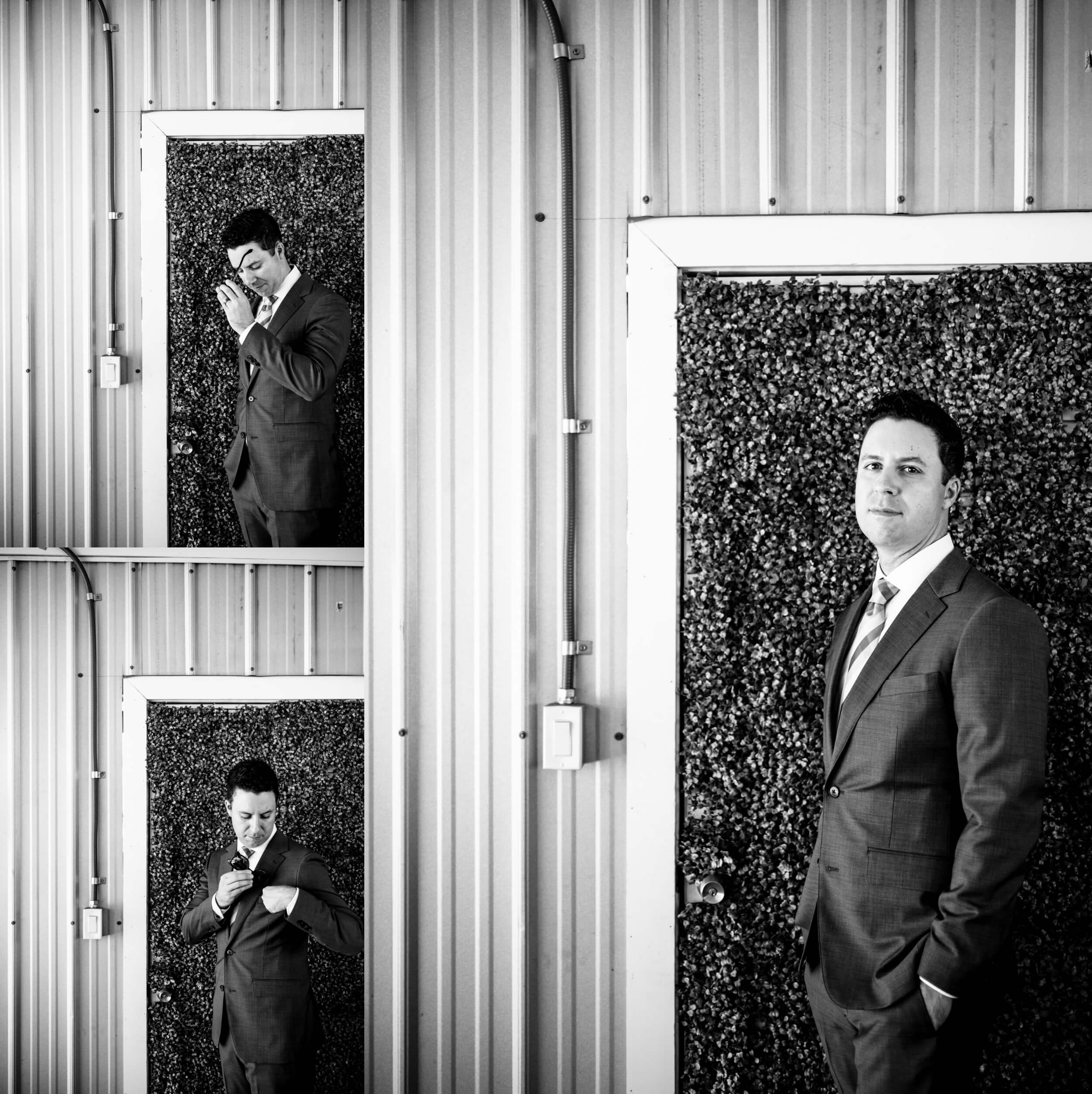 groom portraits at industrial washington dc wedding venue