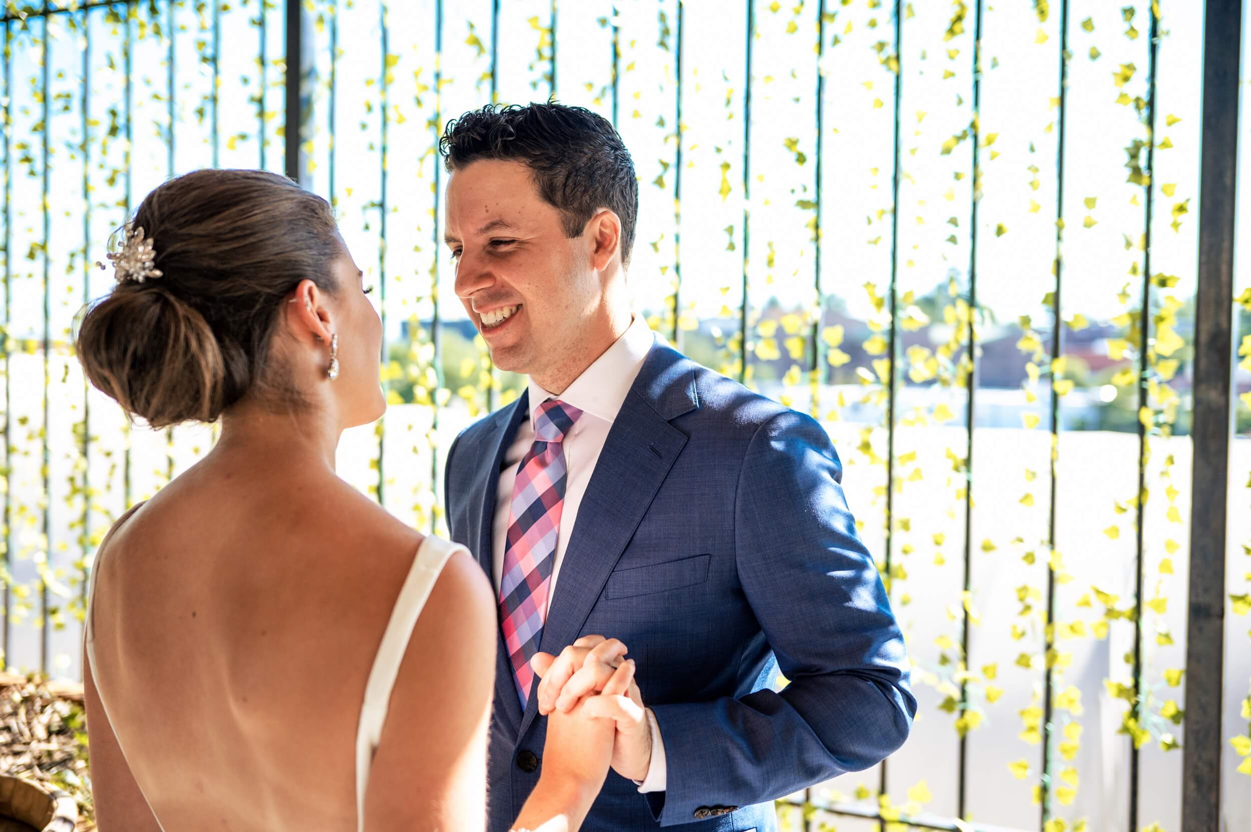 groom seeing bride at washington dc winery wedding venue